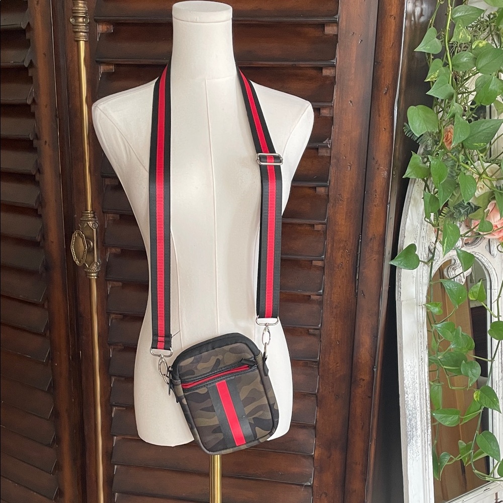 Camouflage Crossbody with Red Accent - Haute Shore neoprene